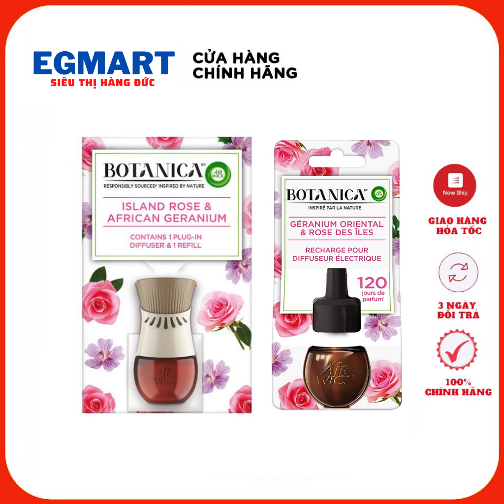 Bộ tinh dầu thơm cắm điện Air Wick Botnica Lavender french & Hoa Hồng Nội