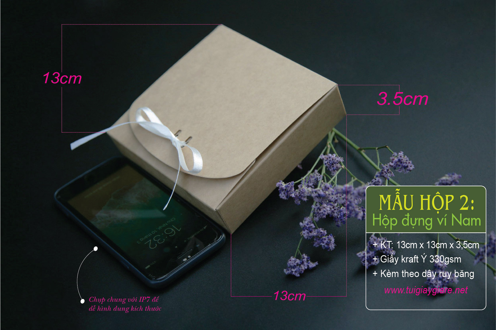 50 cái Hộp số 2 - Hộp giấy kraft đựng ví Nam quà tặng thực phẩm đồ handmade