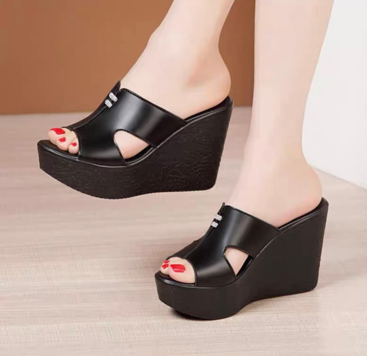 Dép xuồng quai da đính ngọc cao cấp 10p k3 - shop si giay dep