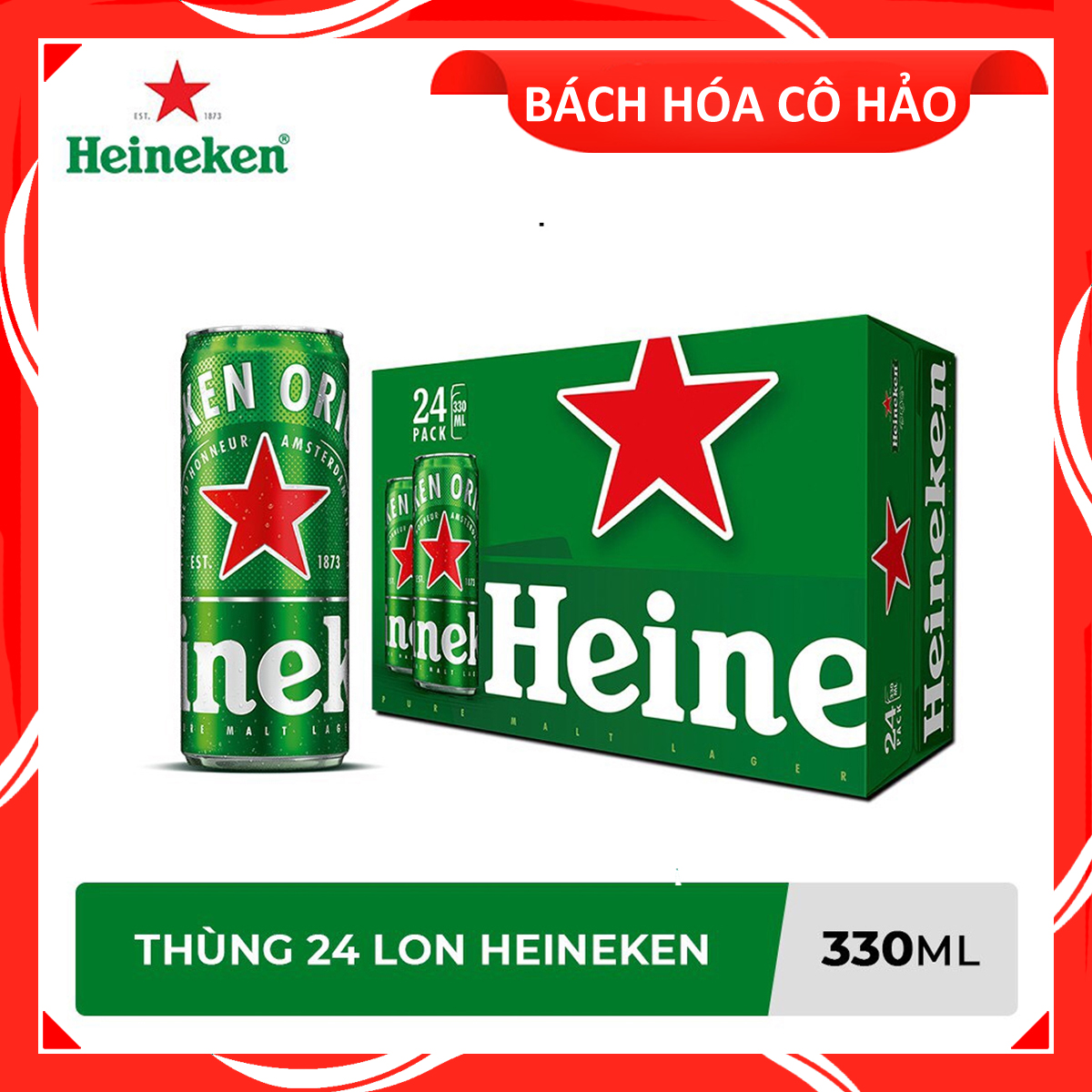 THÙNG 24 LON BIA HEINEKEN 330ML