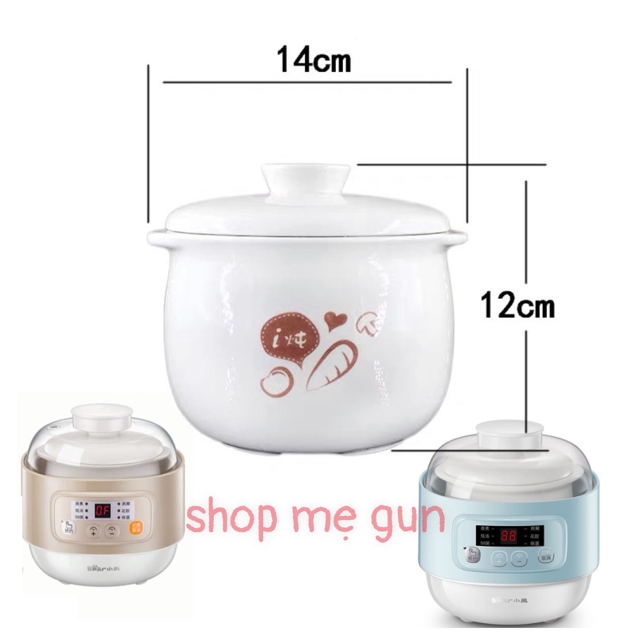 Lõi sứ nồi bear ddz-a08g2/g1, nắp sứ a08d1