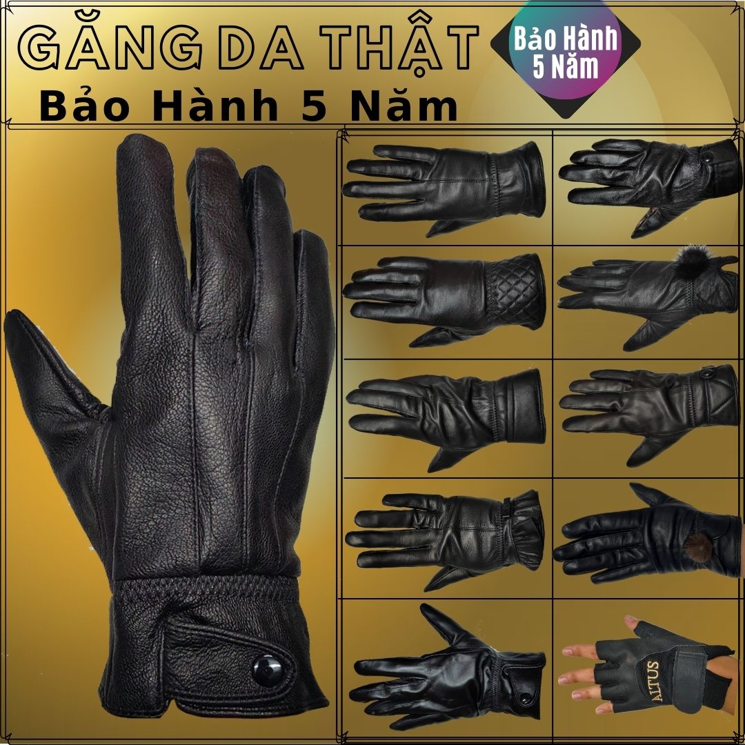  Găng Tay Da Thật Nam Nữ - Da Bò Da Dê Da Cừu Mỏng Nhẹ Đi Mưa Thoải Mái Dễ Lái Xe Thời Trang Sang Trọng - Không Bong Nổ - BH 5 Năm 