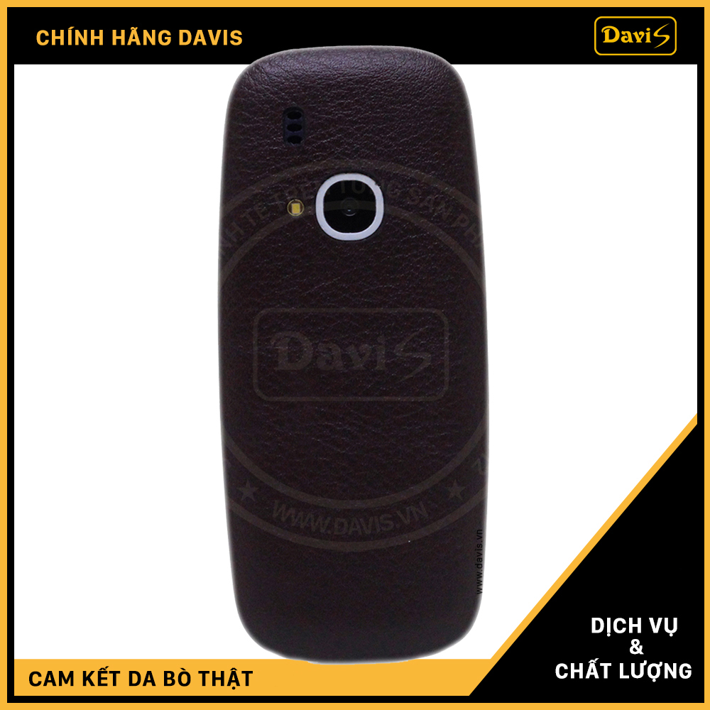 Dán da điện thoại  Nokia 3310 da bò thật cao cấp - Chính hãng Davis.
