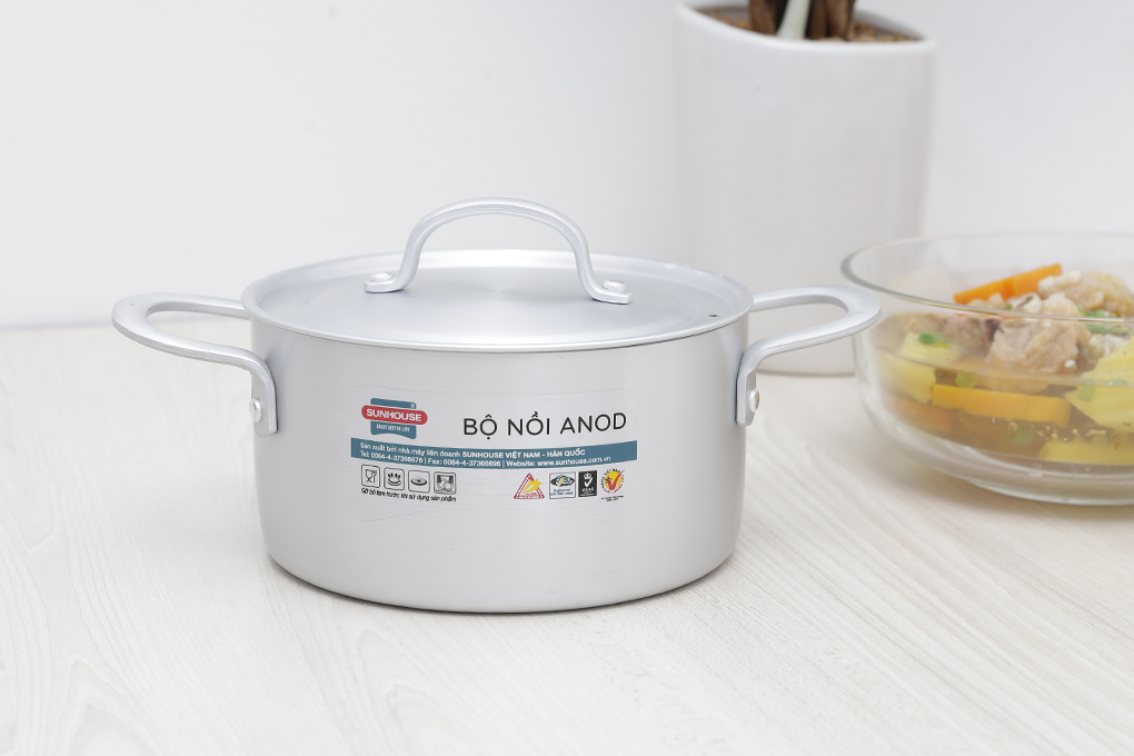 Nồi nhôm anod nắp nhôm 16 cm sunhouse sh6542-16