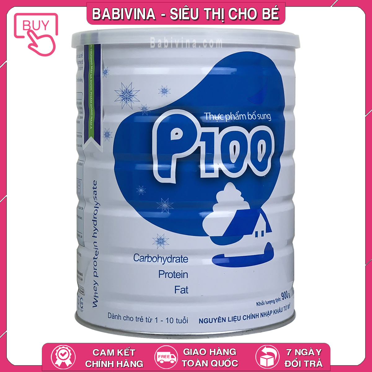 [CHÍNH HÃNG] Sữa Bột P100 900g | Dinh Dưỡng Cao Năng Lượng Cho Trẻ Từ 1-10 Tuổi Biếng Ăn - Thấp Còi - Chậm Lớn