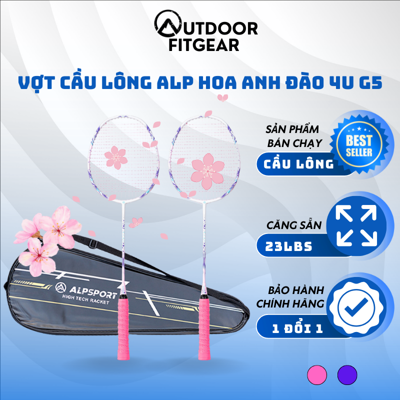 Vợt cầu lông ALP-SPORT 4UG5 Hoa Anh Đào nguyên bản 100% hoàn toàn Full Carbon 22 - 28lbs