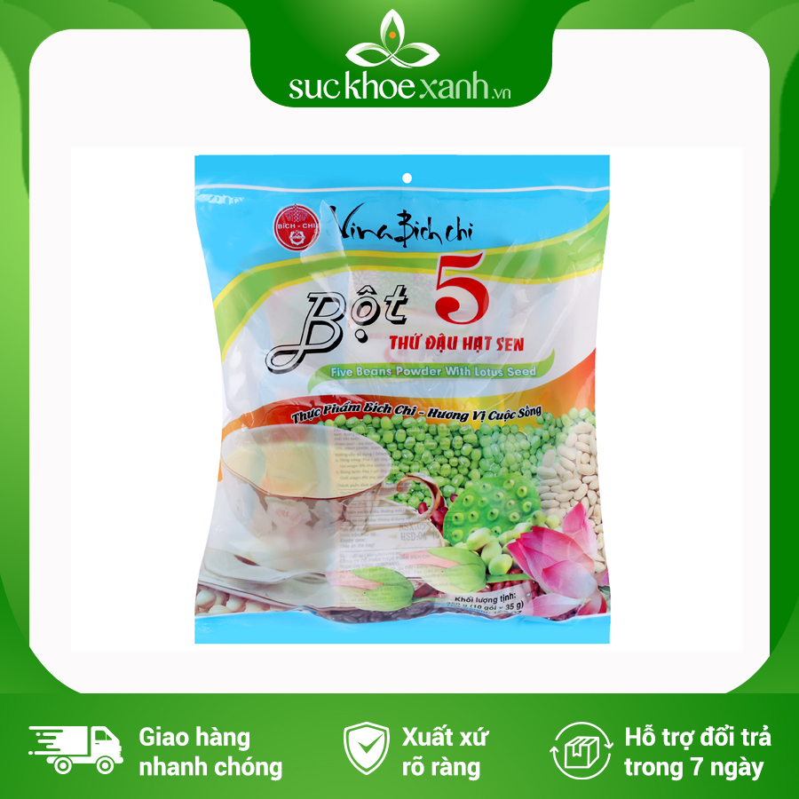 Bột 5 thứ đậu Hạt Sen Bích Chi có đường - 350g/bịch