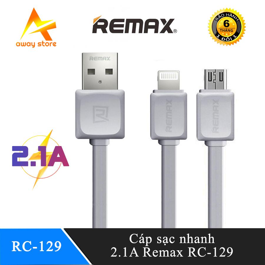 Cáp sạc nhanh 2.4A dài 1m Fast Pro Remax RC-129i Cổng Lightning cho Iphone Ipad - hỗ trợ sạc nhanh, khả năng chống rối, chống đứt, chống gãy gập hiệu quả từ thiết kế dây dẹt độc đáo