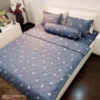 Bộ chăn hè ga gối poly cotong hàng chất lương cao. mẫu Tam giác ghi