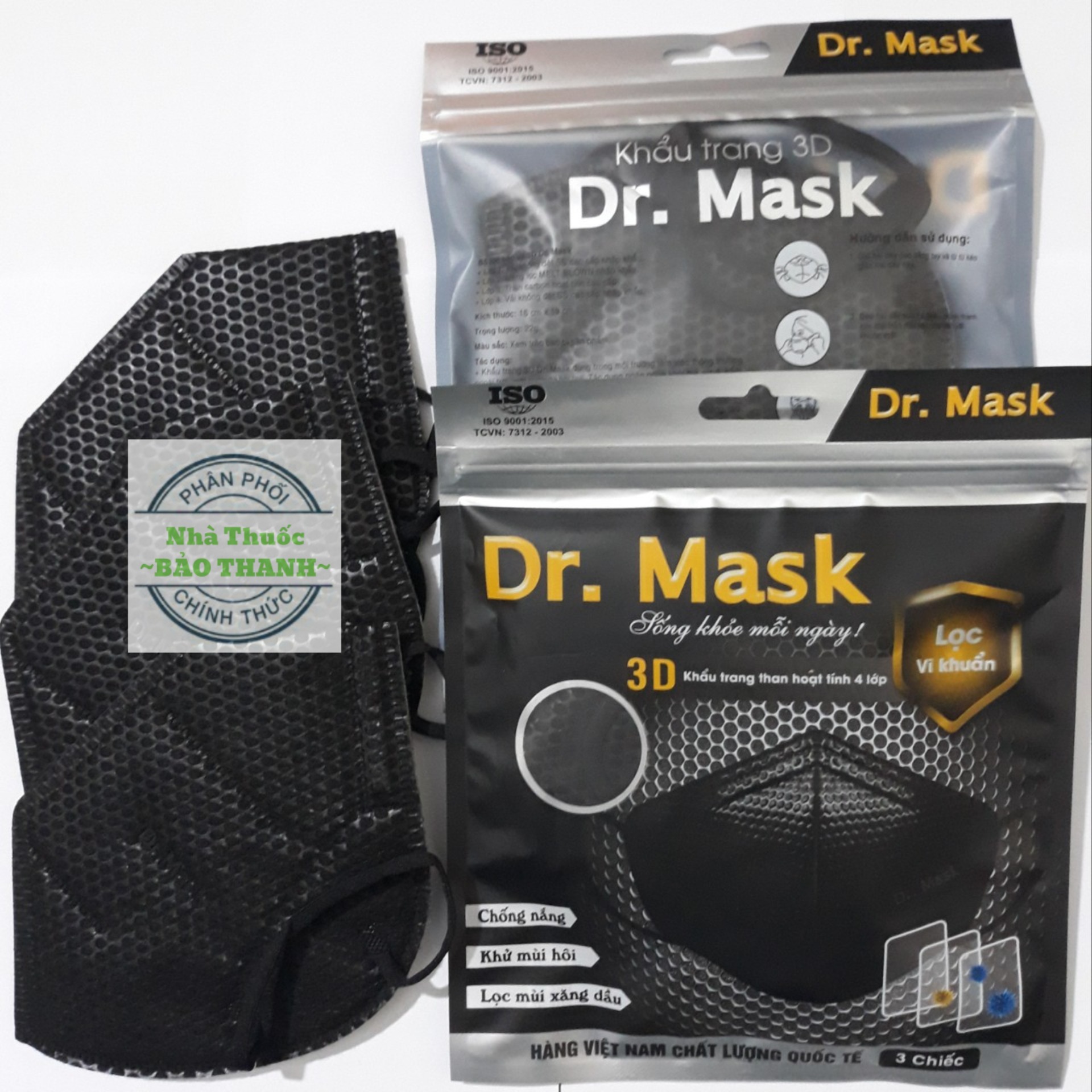 KHẨU TRANG 3D DR.Mark loại 4 lớp than hoạt tính kháng khuẩn - 1 chiếc giặt sử dụng được nhiều lần