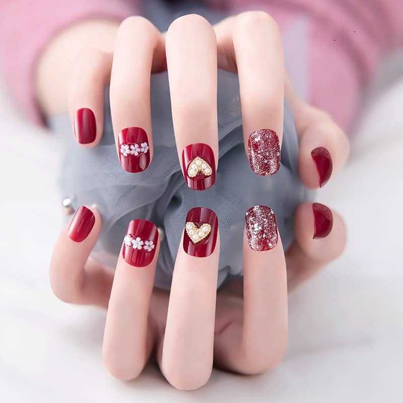 Hộp 24 Móng tay giả , móng giả A137, móng nhọn (Tặng keo dán móng tay )