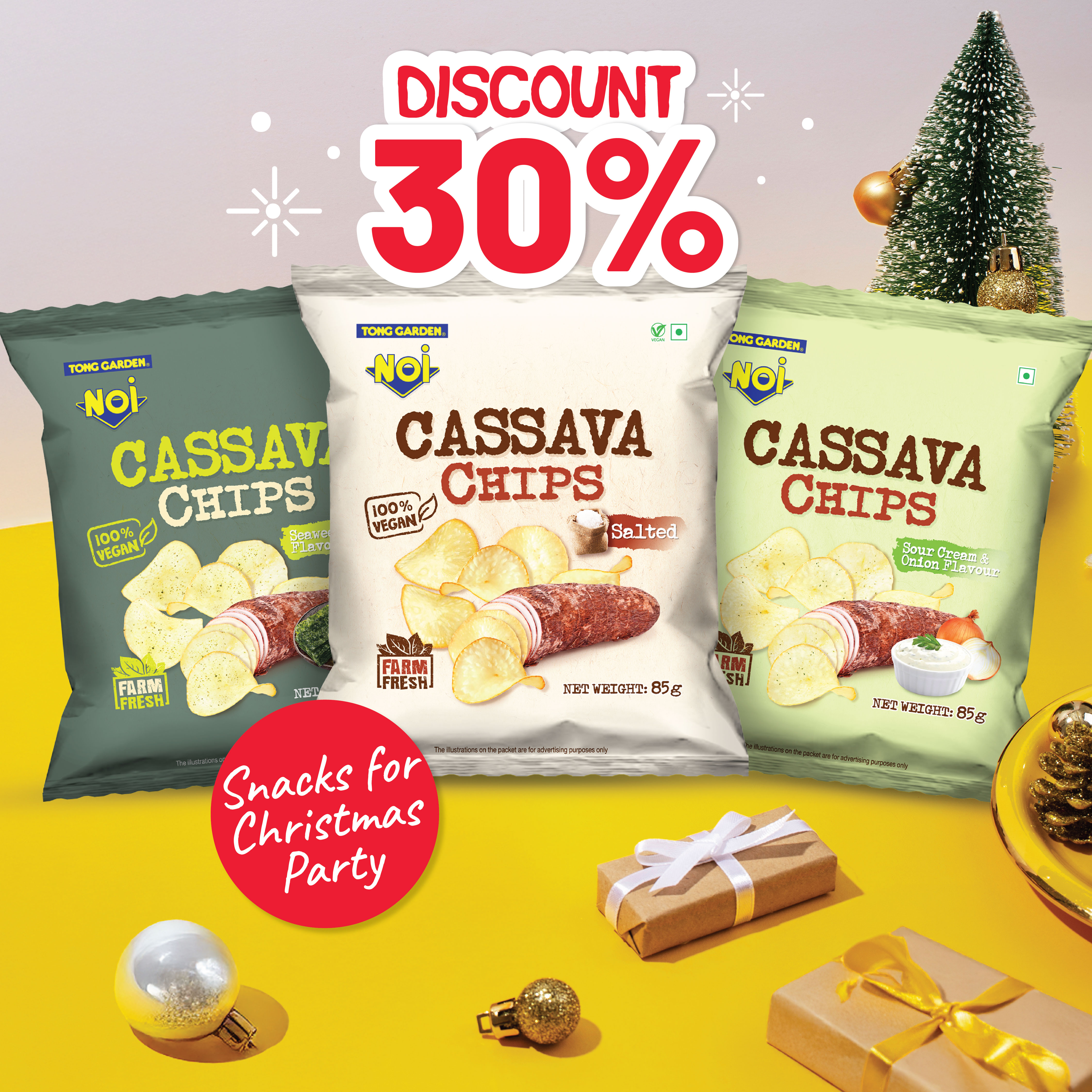 [GIẢM GIÁ 30%] (Combo 3 gói) SNACK KHOAI MÌ VỊ MUỐI + MÙ TẠT RONG BIỂN + KEM CHUA HÀNH TÂY TONG GARDEN 85G