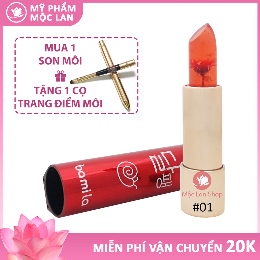 Son thạch ướp hoa dưỡng môi giúp môi căng mọng, giảm thâm, màu Đỏ nhẹ nhàng - Son Bamila – Mỹ phẩm Mộc Lan