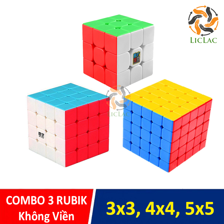 Bộ 3 Rubik Cube loại Không Viền CAO CẤP, Đồ chơi Rubik 3x3, 4x4, 5x5 xoay mượt, bẻ góc tốt, Đồ chơi trí tuệ cho bé - LICLAC