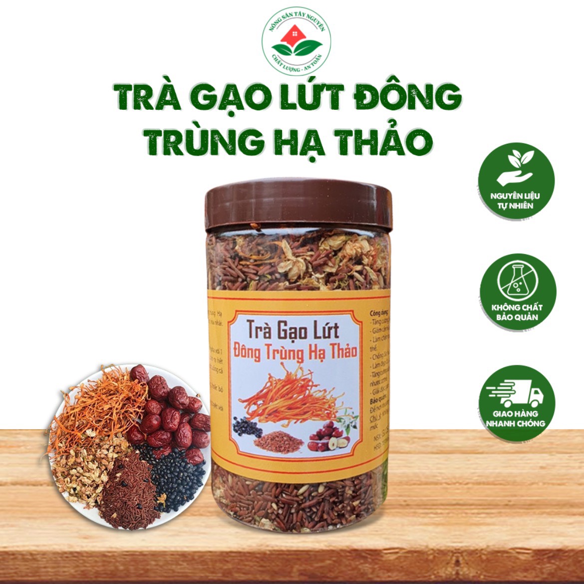 Trà gạo lứt đông trùng hạ thảo hộp 500gr