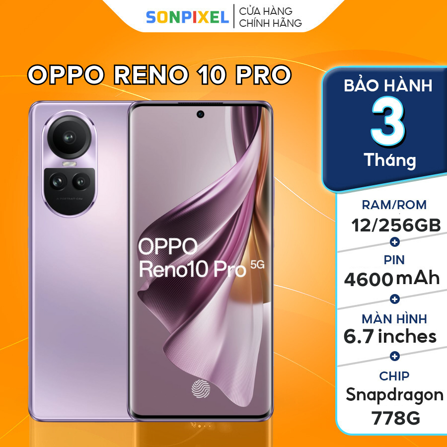 Điện thoại oppo reno 10 pro 5g likenew, ram 12/ rom 256gb, snapdragon 778g. sonpixel