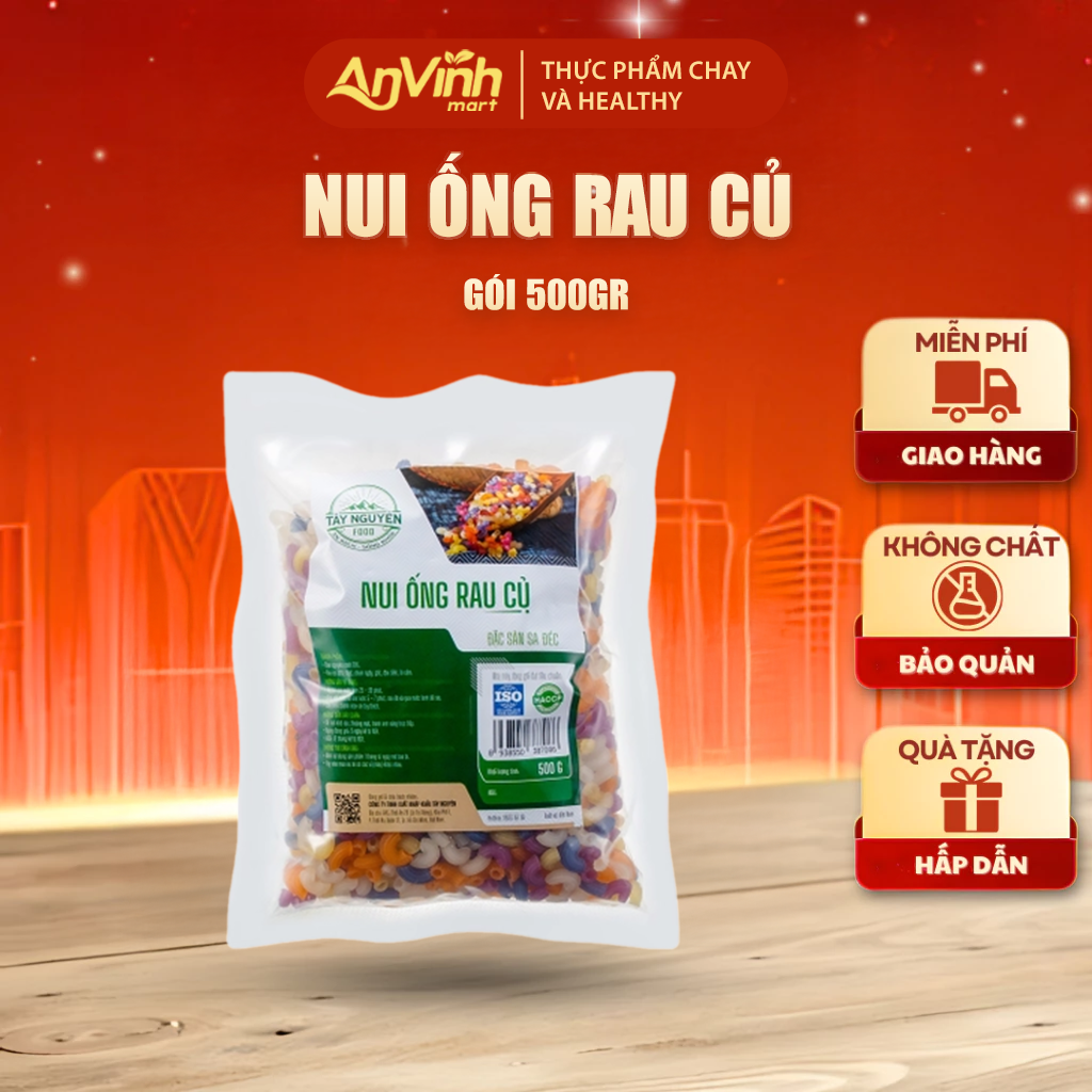 Nui ống rau củ healthy bổ sung vitamin Tây Nguyên Food - Việt Nam 500g