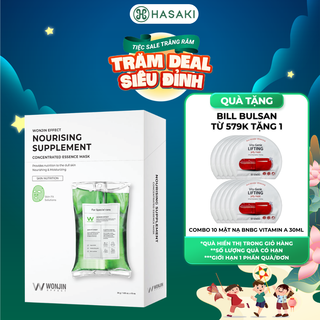 [MUA LÀ CÓ QUÀ] Mặt Nạ Wonjin Cấp Ẩm Chuyên Sâu, Nâng Cơ, Trẻ Hóa Da, Cung Cấp Năng Lượng, Phục Hồi Chuyên Sâu Hasaki Sản Phẩm Chính Hãng