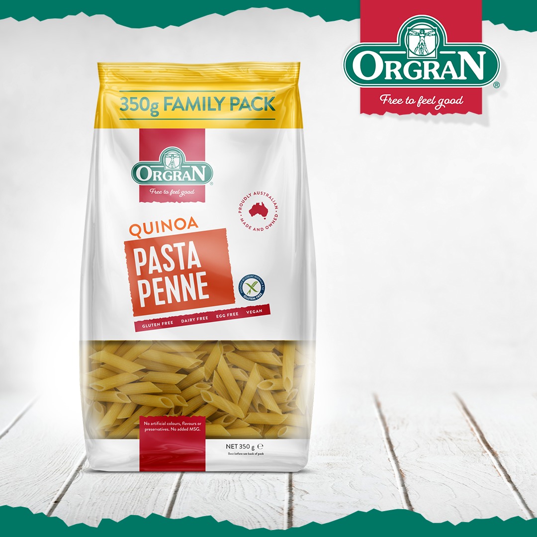 Nui hình ống to diêm mạch Vegan thuần chay, Không Gluten Orgran - Gluten Free Quinoa Penne Pasta gói 350g