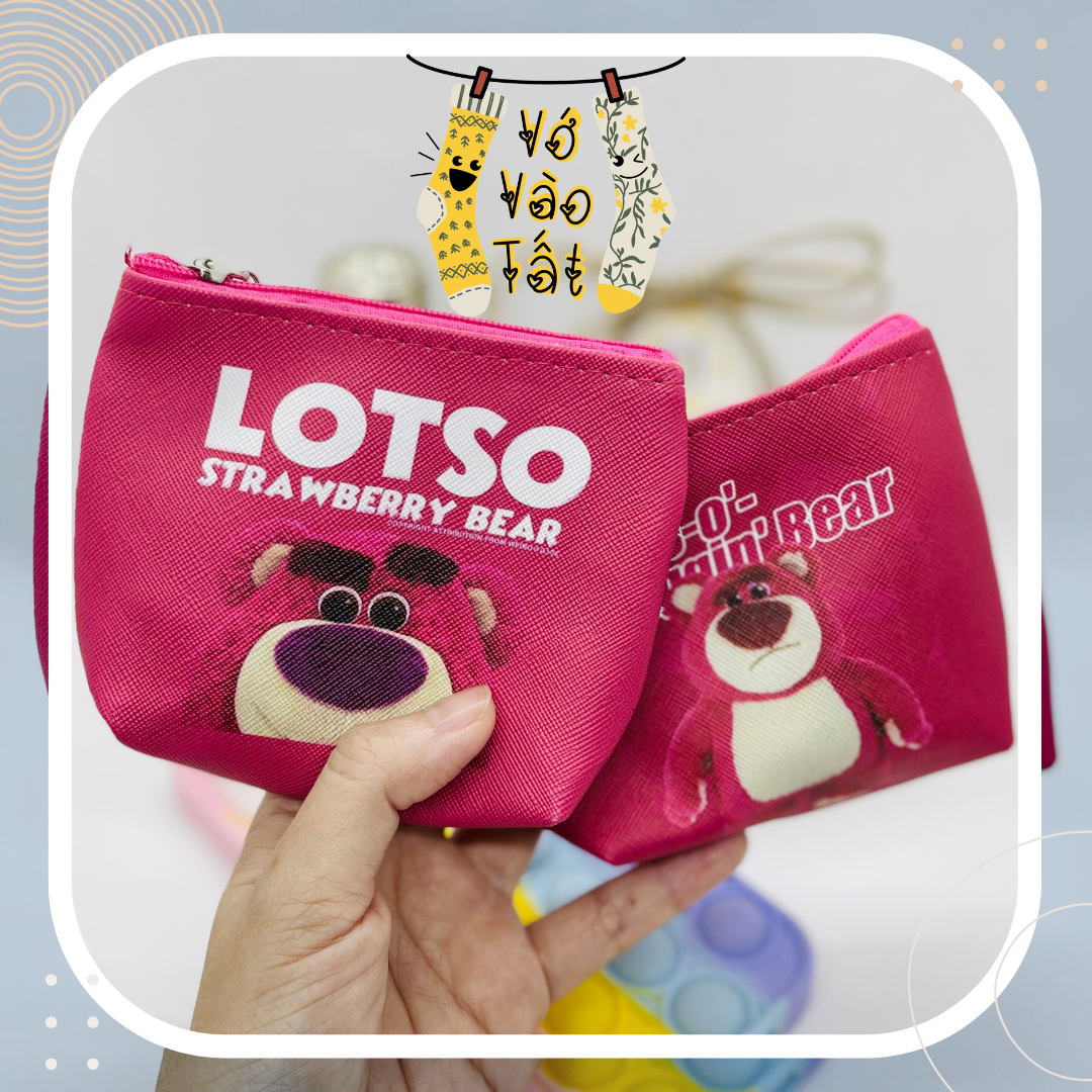 Móc khóa ví gấu dâu - ví mini gấu dâu hồng lotso