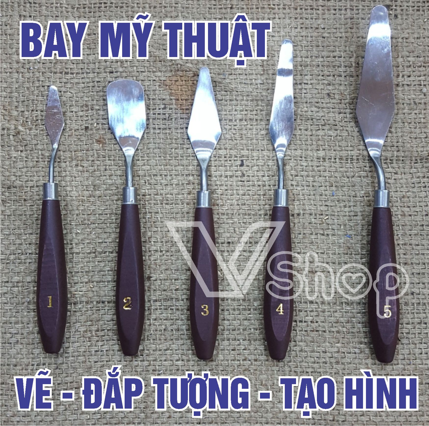 bay mini, vẽ mỹ thuật, đắp tượng, tô chỉ tường, thép inox không gỉ, bộ 5 cái