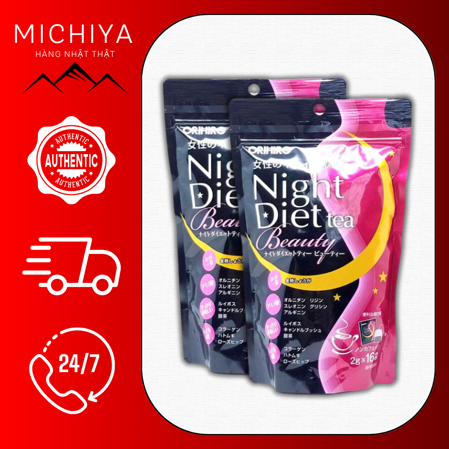 Trà giảm cân đẹp da ban đêm Orihiro Night Diet Tea Beauty 16 gói, Trà giảm cân đẹp da ban đêm Orihiro Nhật Bản