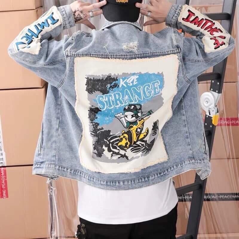 [HCM]ÁO KHOÁC JEAN NAM CHẤT VẢI DENIM MỀM MẠI PHỐI HỌA TIẾT TREND PANIGI_FASHION
