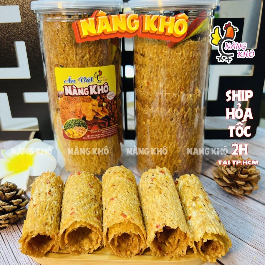Khô mực cán tẩm gia vị Nha Trang loại ngon - hũ pet 300gram ( Thơm dai - đậm vị ) Nàng Khô | Đồ ăn vặt Nàng Khô