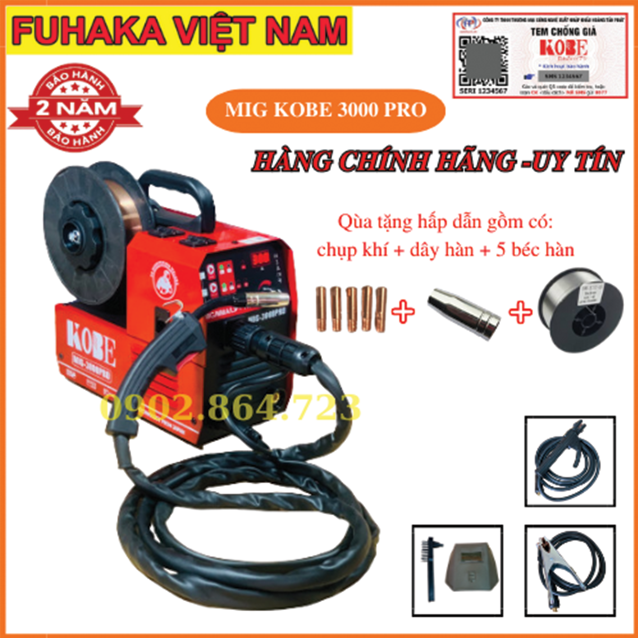 Máy hàn mig kobe 5 chức năng mới nhất sử dụng cuộn dây 1kg và 5kg
