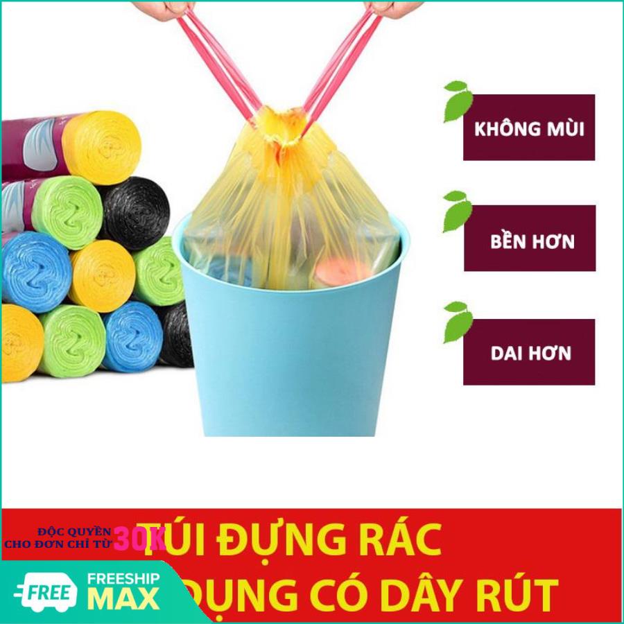 TÚI ĐỰNG RÁC SINH HỌC TỰ PHÂN HỦY 1 CUỘN 15 TÚI - TÚI ĐỰNG RÁC BẢO VỆ MÔI TRƯỜNG - TÚI ĐỰNG RÁC TỰ TIÊU - Túi đựng rác sinh học có quai rút Biclean