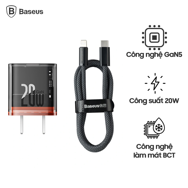 Combo sạc baseus super si mini usb c qc3.0 pd 20w sạc nhanh cho điện thoại