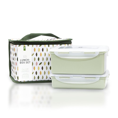 [Duy nhất 23.8 - Mua ngay] Bộ túi hộp cơm Lock&Lock HPL816GN (2 hộp HPL816x1 HPL817HI x1) - Màu xanh lá