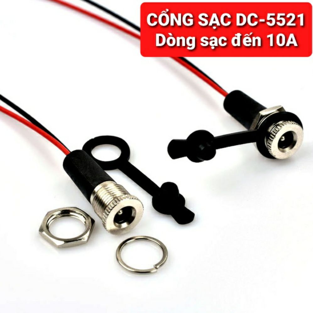 Achun.vn - 01 Đầu Jack gồm 4 MÓN - CỔNG SẠC NỮ DC-5.5*2.1mm DÒNG SẠC ĐẾN 10A CHỐNG NƯỚC IP67