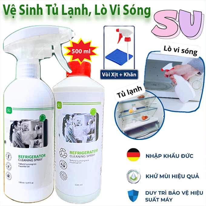 Chai Xịt Vệ Sinh Tủ Lạnh, Lò Vi Sóng SU X5 Cleaner 500ml Vệ Sinh Khử Mùi Khử Khuẩn Hiệu Quả - Công Nghệ Nano Bạc Châu Âu