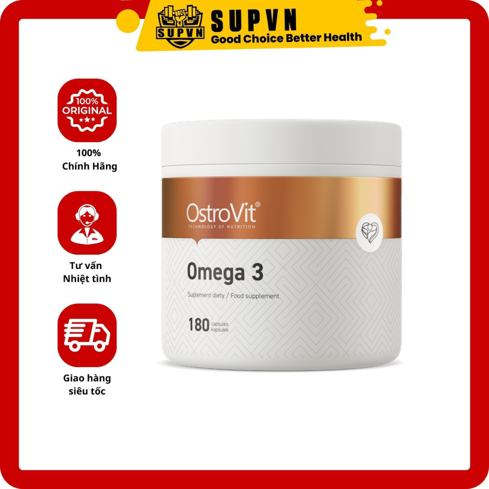 Omega 3 Ostrovit 180 viên -  Pure Fish Oil - Dầu cá hỗ trợ tim mạch mắt và xương khớp