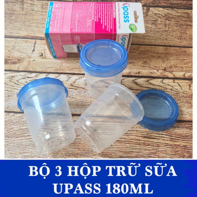 Bộ 3 Cốc Trữ Thức Ăn Upass UP0327N Cho Bé,Chất Liệu Nhựa Không Chứa BPA, Dung Tích 180ML- Tặng kèm 1 đôi tất xinh cho mẹ