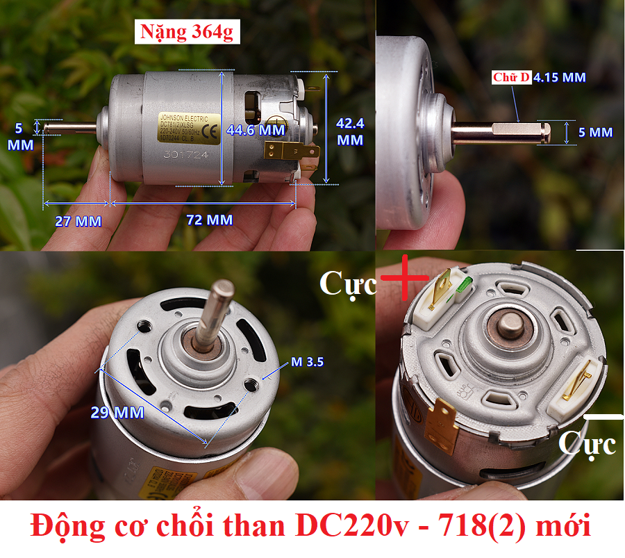 [HCM]Động cơ DC220V 600W trục hoa khế