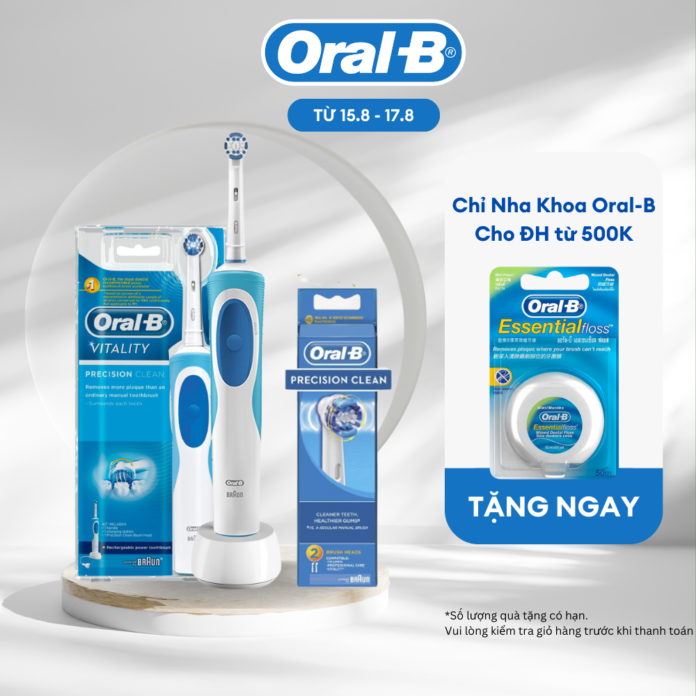 Combo Bàn Chải Điện Oral-B Vitality Precision Clean D12.513 + Vỉ đầu bàn