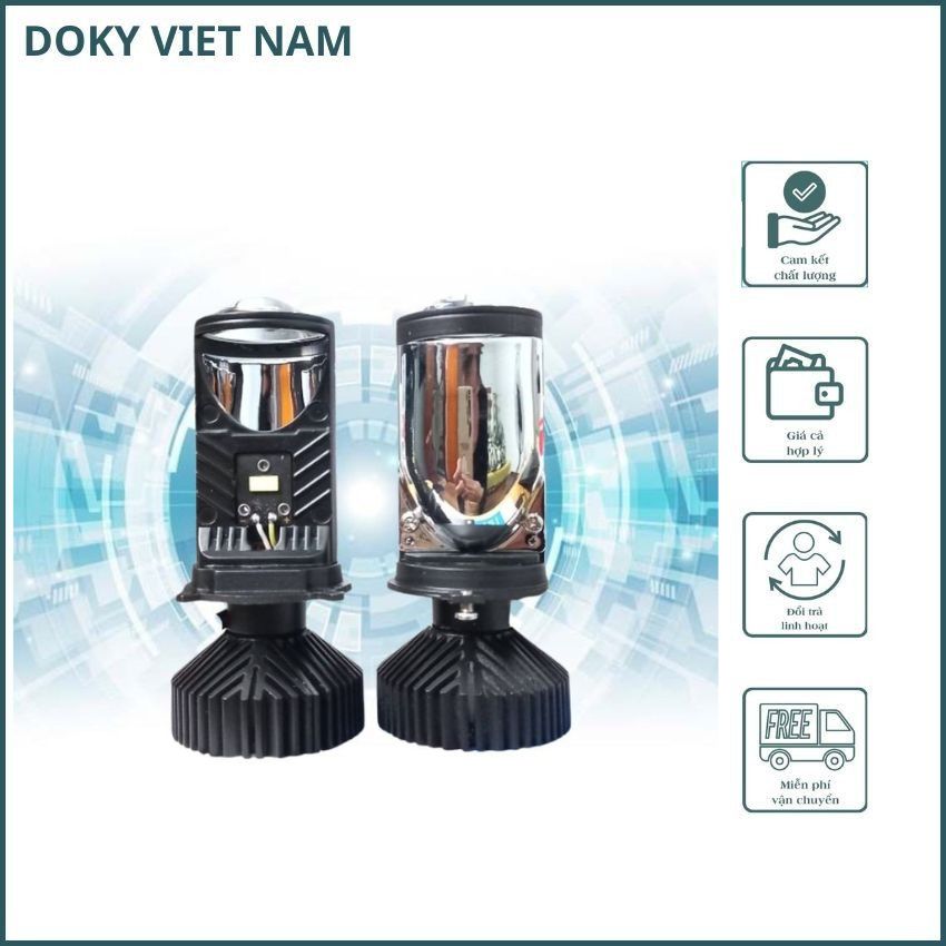 Đèn pha led T9 siêu sáng, đèn pha bi cầu chân H4, đèn pha mini bi cầu dùng được cho cả ô tô,xe máy