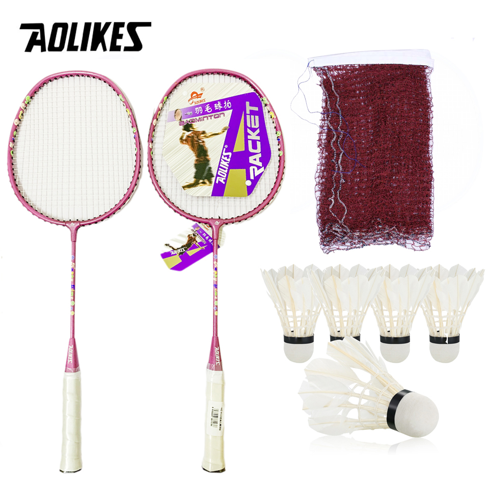 Combo 2 vợt cầu lông trẻ em AOLIKES A-8123 + hộp 5 quả cầu + lưới cầu lông cao cấp