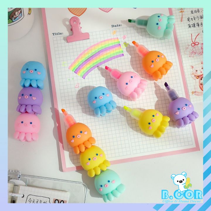 Bút Dạ Quang, Bút Highlight Hình Bạch Tuộc Siêu Yêu nhà BCor