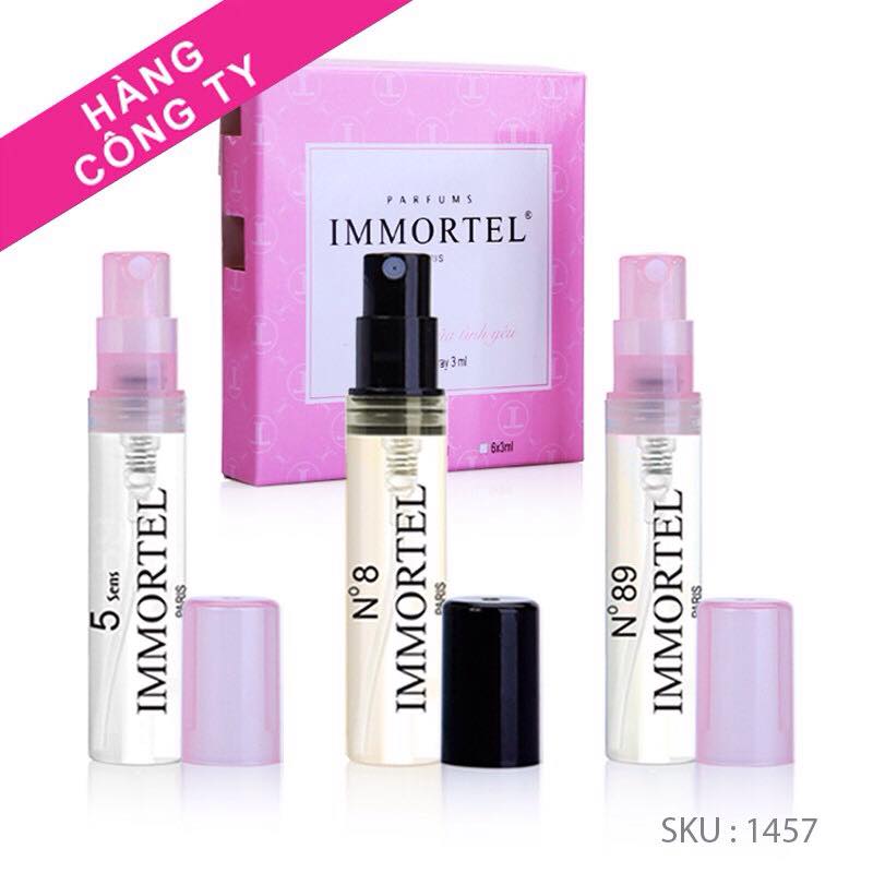 Hộp nước hoa immortel set 4_3 chai xịt 3ml : no 89, 5 sens, no 8 eau de parfum