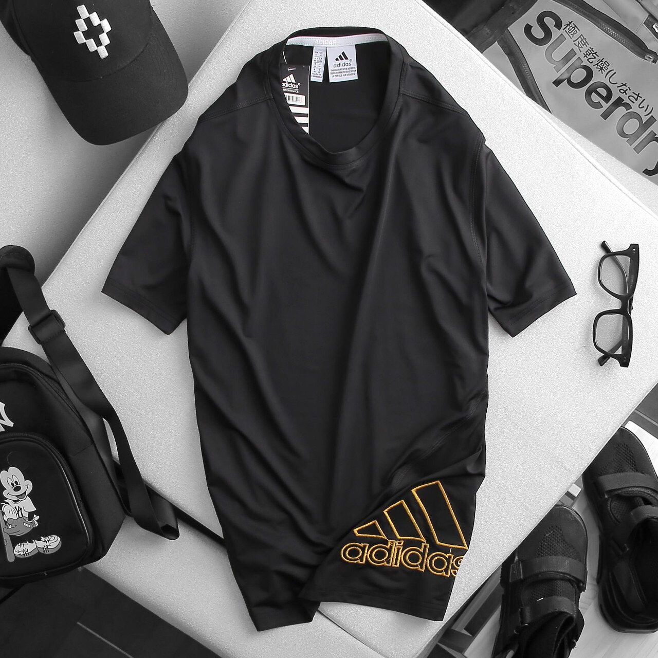 Áo thun thể thao nam thêu lụa vàng ADlDAS Das Men King- Hàng VNXK - Cường Thanos Sport thế giới đồ tập, quần áo thể thao tập gym