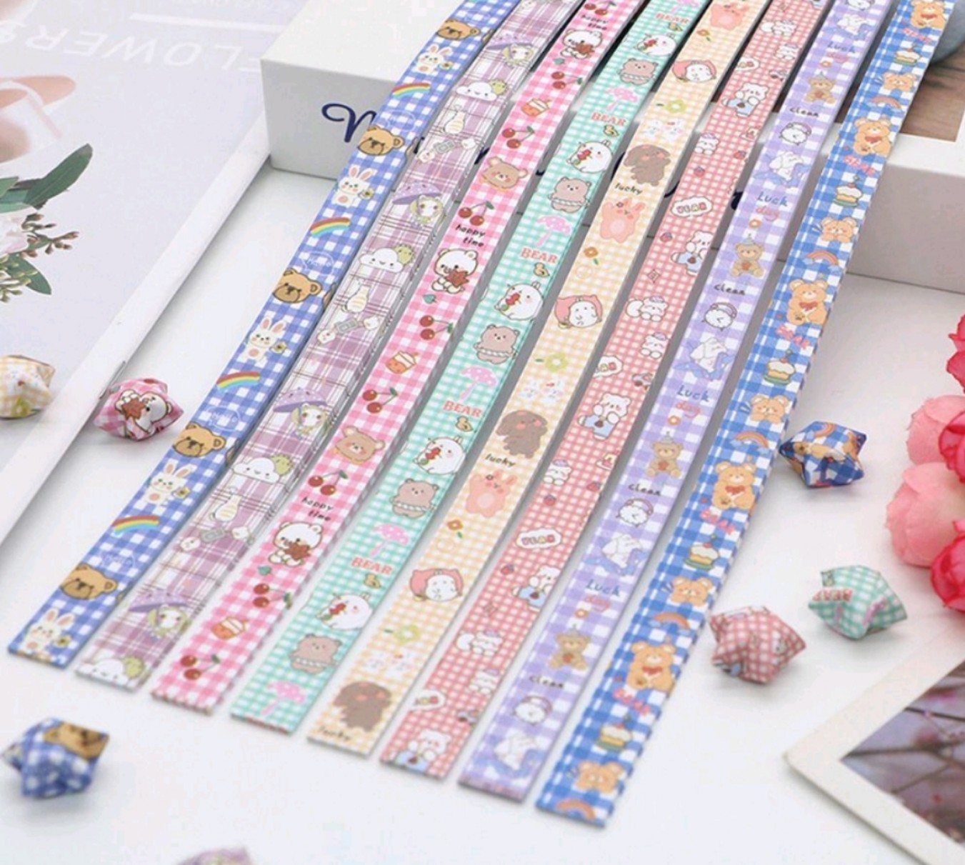 Set giấy xếp sao , xếp hạc họa tiết hoạt hình , giao mẫu ngẫu nhiên