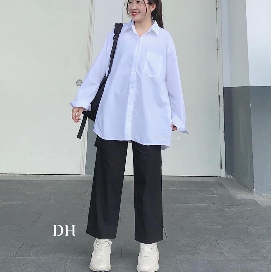 ❤️ RẺ QUÁ ỐI ZỒI ÔI ❤️ Áo Sơ Mi Trắng Trơn Basic Oversize Nam Nữ Học Sinh FG54