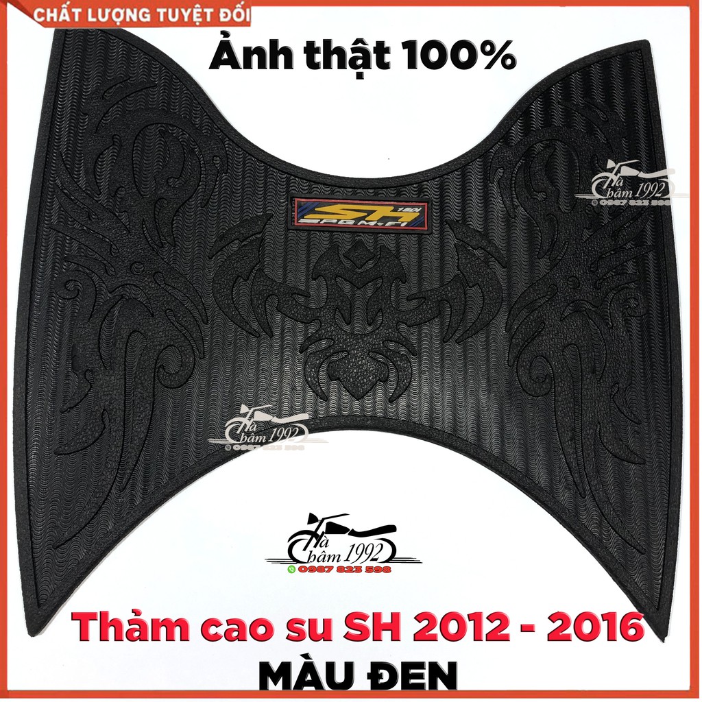 Thảm lót chân cao su xe máy sh 2012 - 2016 - màu đen; thảm để chân sh 2012 - 2016; miếng lót chân sh 2012 - 2016