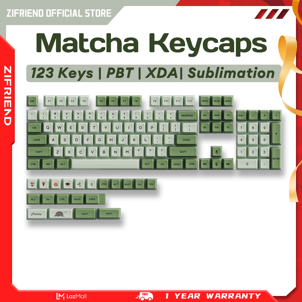 Zifriend 124 phím matcha chủ đề keycap thái tiếng anh xda tùy chỉnh pbt bàn phím cơ keycaps