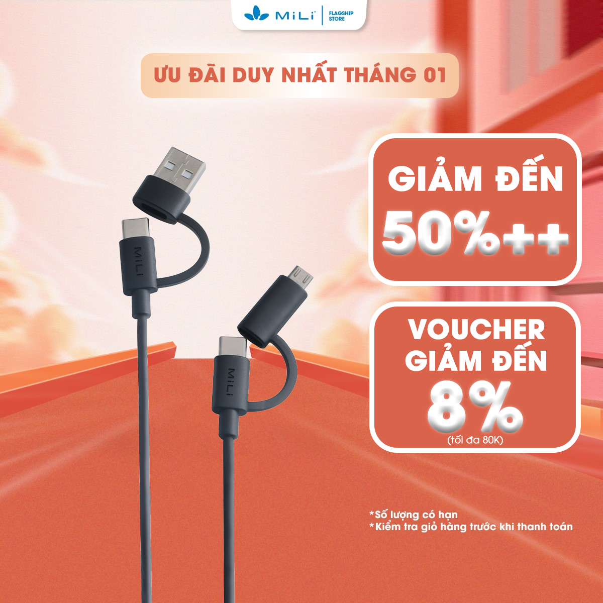 Cáp sạc nhanh MiLi 4in1 (Micro USB, Type-C ) sạc nhanh 3A - HX-L41