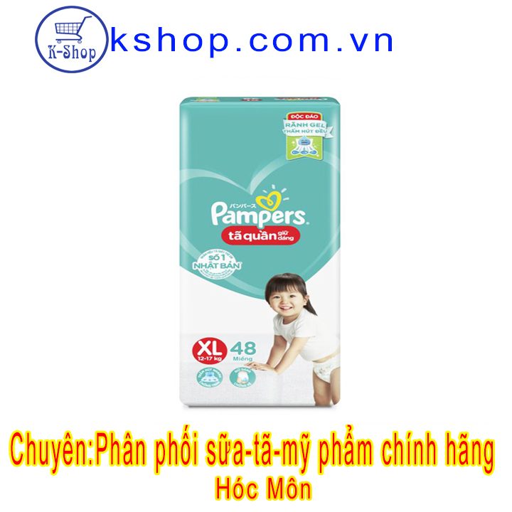 Tã quần pampers size xl 48 miếng 12-17kg mẫu mới giữ dáng