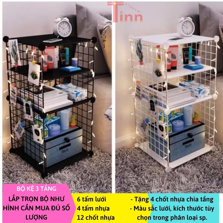 Bộ kệ 3 tầng Lắp Ghép Kệ Sách Tủ Đồ , Phòng Ngủ Siêu Hot